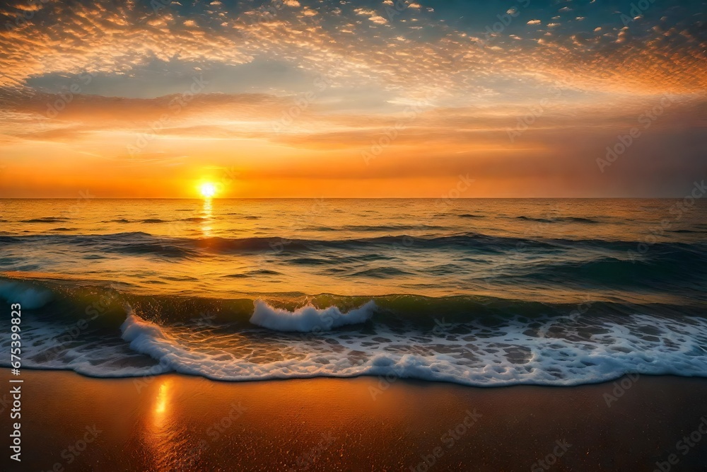 Beautiful sunrise on sea background