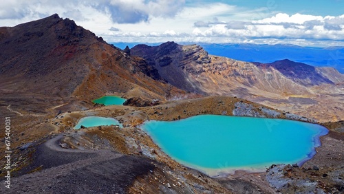 Sulfurous blue lakes of Tongariro National Park © Wirestock