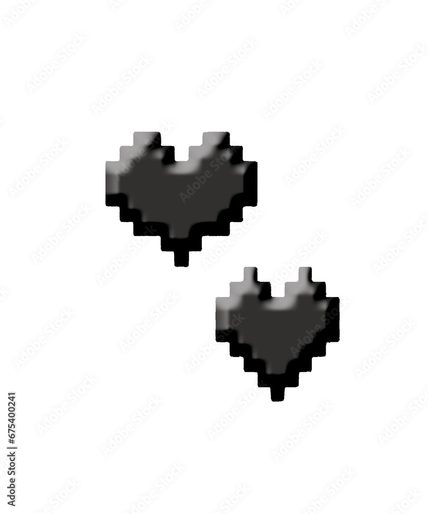 pixel art black hearts, st. valentine, dreamy pattern texture, kawaii, goth aesthetic