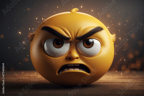 Angry, indignant emoticon close-up. photo