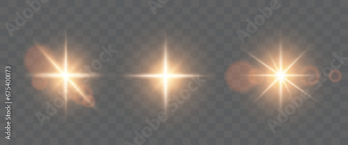 Glare, star dust. Vector glare isolated on transparent background.