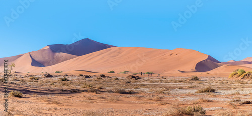 A view of the trail to the dead valley in Sossusvlei, Namibia in the dry season
