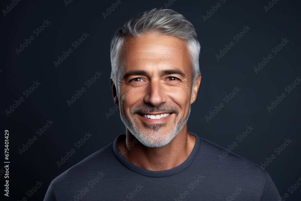 Adult man with smooth healthy face skin. Handsome aging mature man with gray hair and happy smiling touch face. Adult man with smooth healthy face skin. Handsome aging mature man with gray hair and happy smiling touch face.