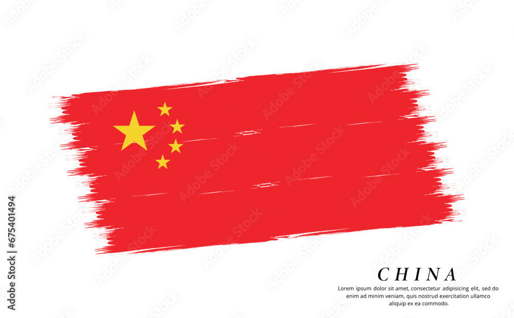 China flag brush vector background. Grunge style country flag of China brush stroke isolated on white background