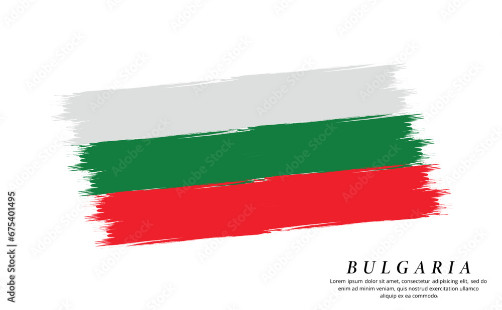 Bulgaria flag brush vector background. Grunge style country flag of Bulgaria brush stroke isolated on white background Bulgaria flag brush vector background. Grunge style country flag of Bulgaria brush stroke isolated on white background