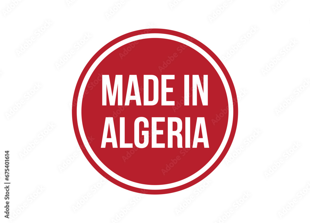 Made in Algeria red vector banner illustration isolated on white background Made in Algeria red vector banner illustration isolated on white background