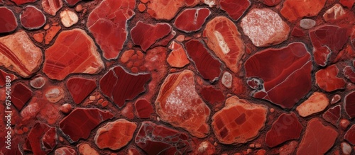 The abstract pattern on the red jasper gemstone showcases the beautiful texture and natural hues of this mineral making it a perfect background for any stone or rock themed project photo