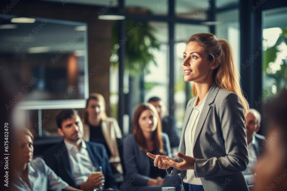 Female business leaders present in conference rooms and inspire people in the workplace. Female business leaders present in conference rooms and inspire people in the workplace.
