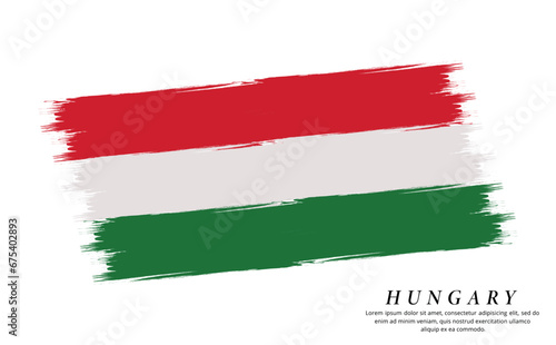 Hungary flag brush vector background. Grunge style country flag of Hungary brush stroke isolated on white background