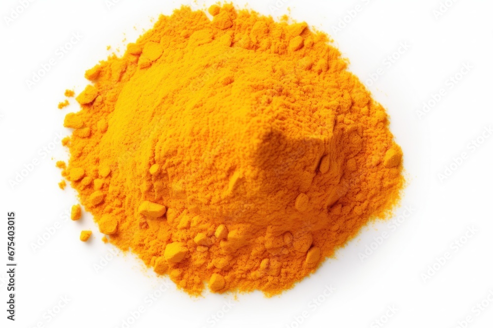 Dried turmeric powder. Isolated on white background Dried turmeric powder. Isolated on white background
