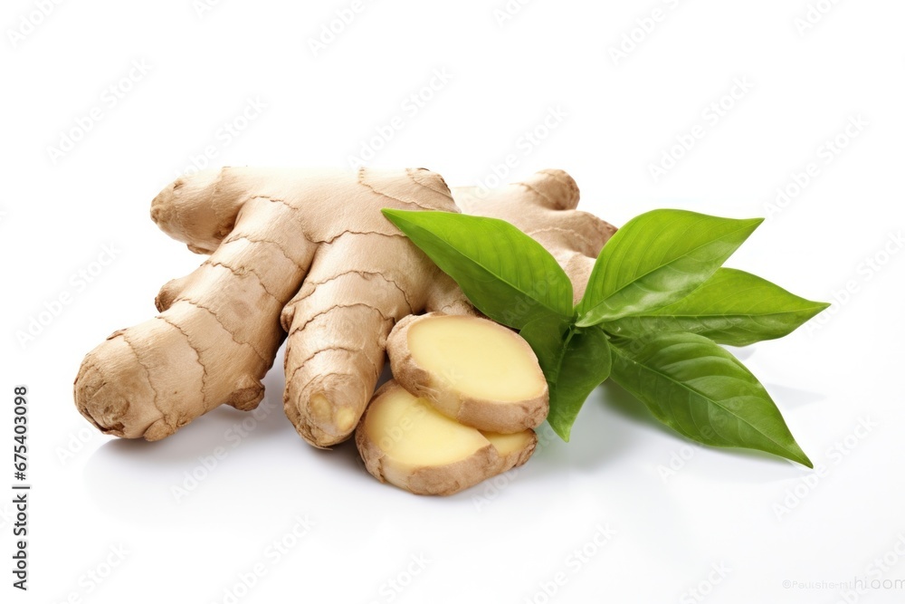 Flat lay of Fresh ginger rhizome Flat lay of Fresh ginger rhizome