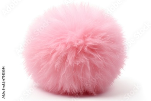 Fluffy pink balls isolated on white background. Top view.