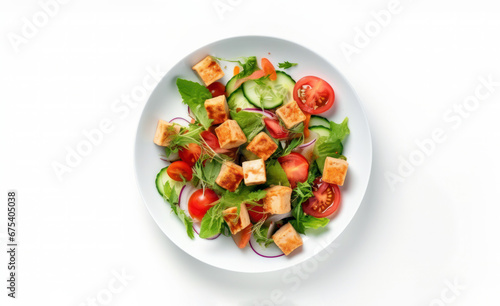 salad with tofu, tomatoes and cucumbers