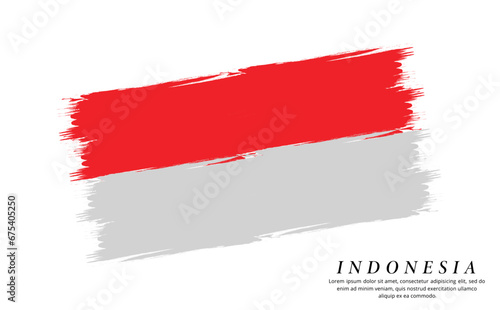 Indonesia flag brush vector background. Grunge style country flag of Indonesia brush stroke isolated on white background