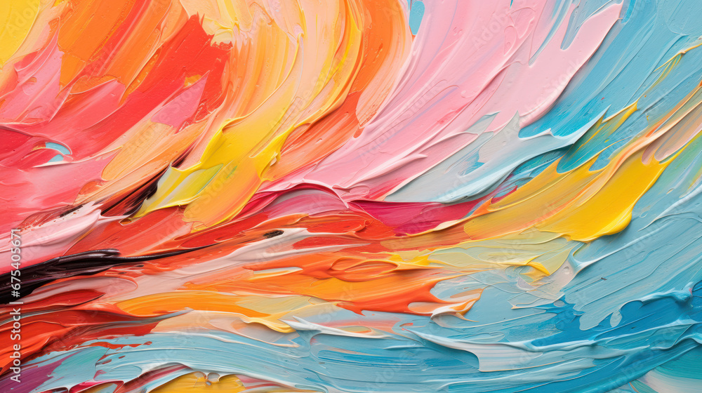 Colorful Energetic Oil Paint Close-Up Colorful Energetic Oil Paint Close-Up