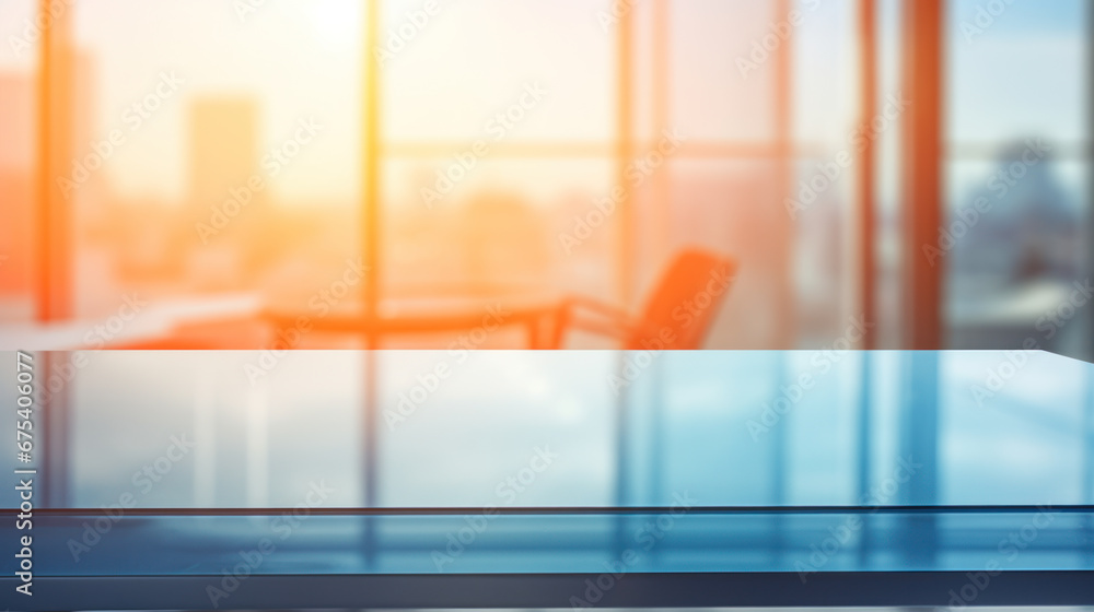 Bright Office Workspace with Sunlight and Bokeh