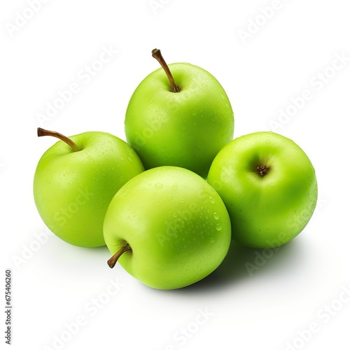 Leinwand Poster Green granny smith apple on white background