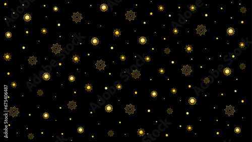 Gold star on a black background, vector.