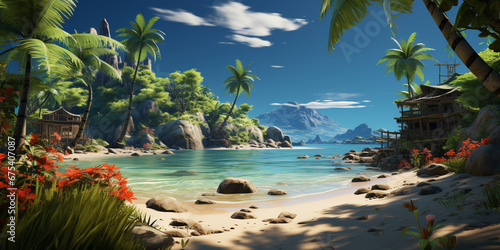 Tropical Tranquility  A Beach Scene 