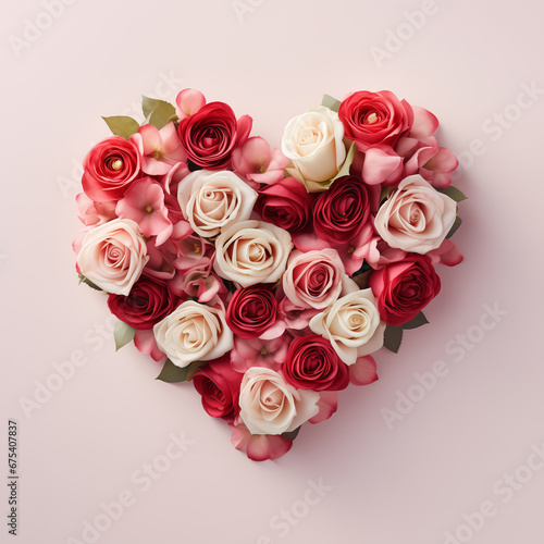Valentine's Day Graphic Resource: Romantic Heart of Red, White, and Pink Roses