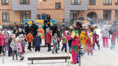 Saburovo, Russia, February 28, 2023: festivities on Maslenitsa photo