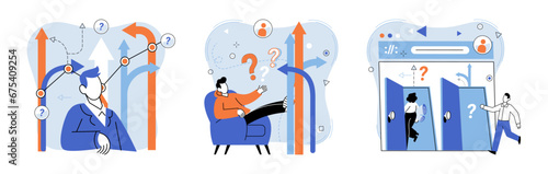 Decision vector illustration. The decision concept emphasizes importance making informed choices in business Creativity and innovation drive intelligent decision making and business success