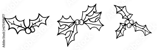 Simple holly black and white illustration