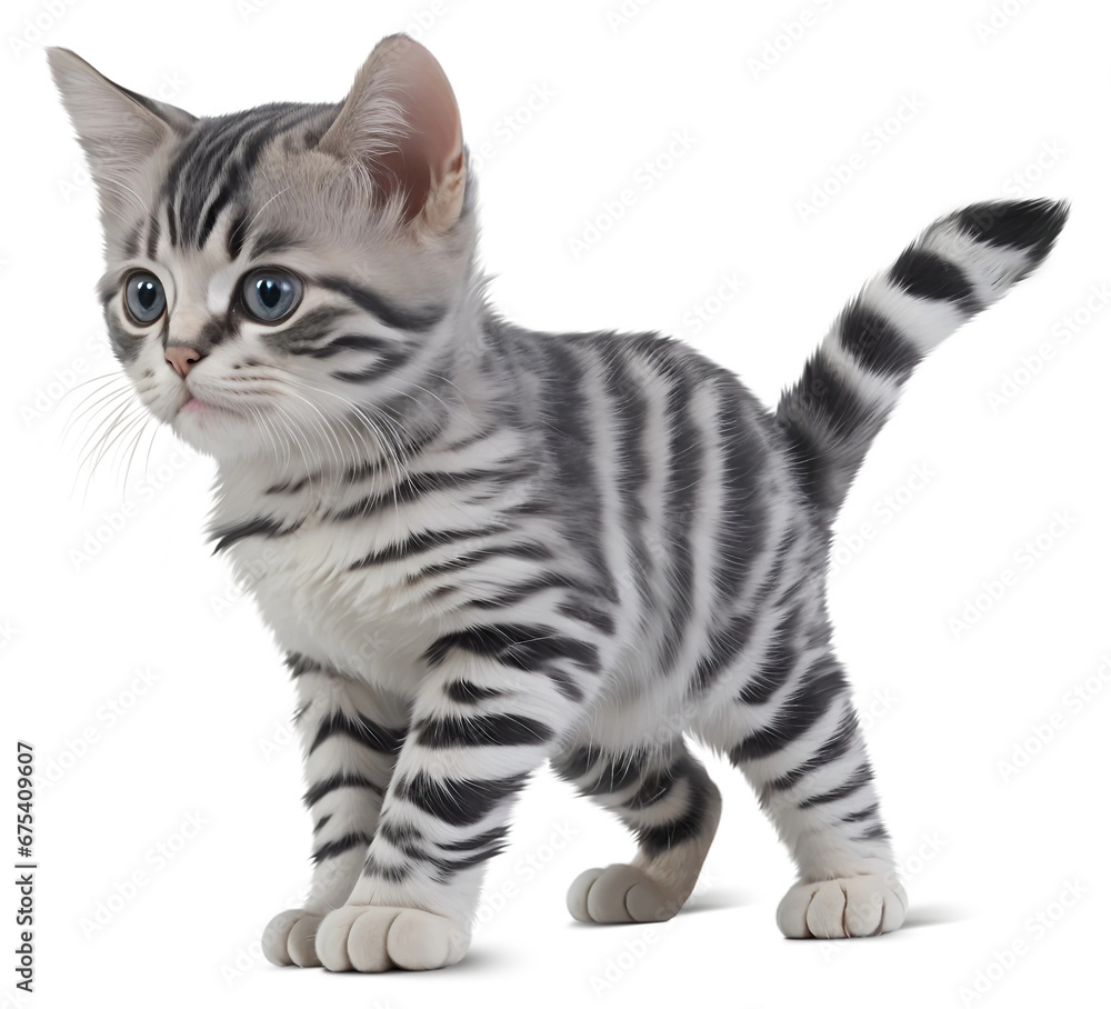 American Shorthair cat kitten is walking