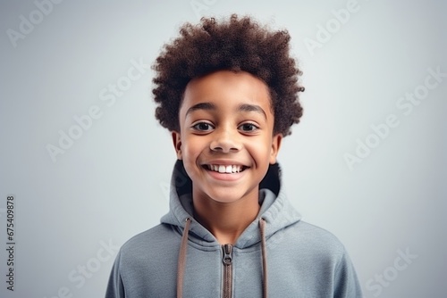 happy african american child boy takes a selfie on a smartphone © vasyan_23