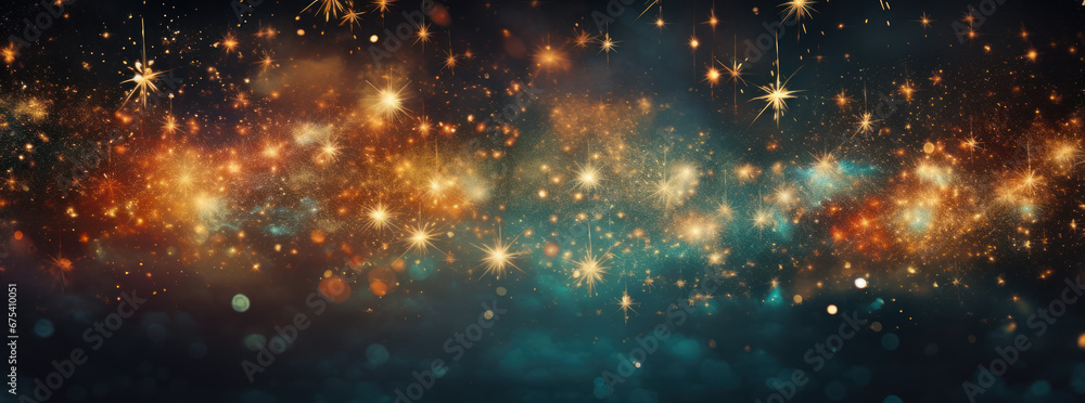 Fototapeta premium Vintage Night Sky with Sparkling Sparklers