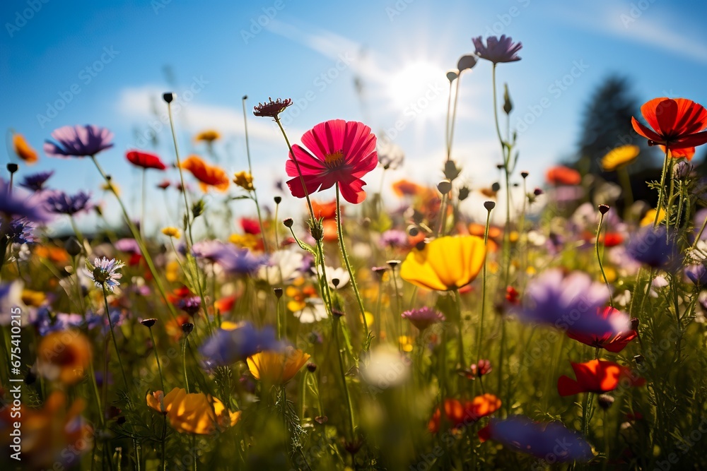 The meadow, awash with the beauty of blooming wildflowers, whispers the secrets of summer to the attentive nature lover. It's a vibrant showcase of beauty, untouched and pure.