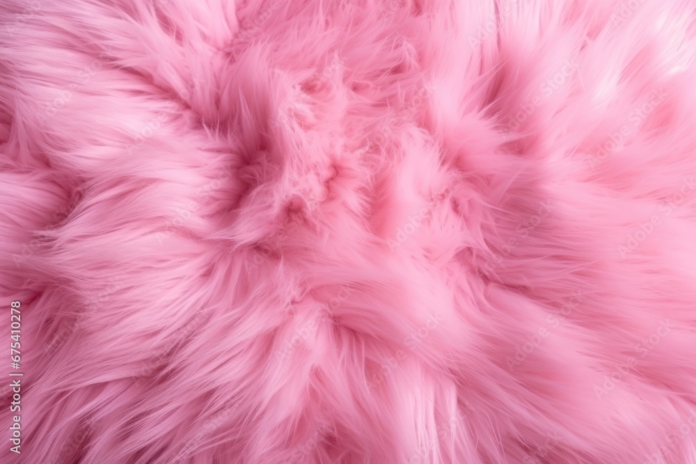 Pink feathers background. Fluffy pink fur texture. Close up, Pink fur background. Surface wool texture, AI Generated