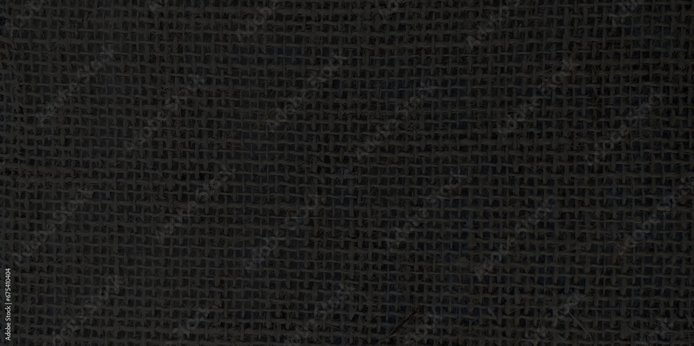 Black raw organic fabric bag pattern. Black flax texture. Pure linen sack cloth textile background. Black raw organic fabric bag pattern. Black flax texture. Pure linen sack cloth textile background.