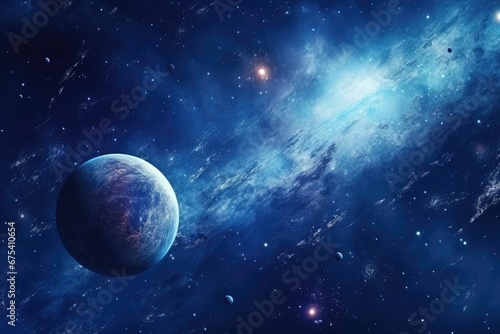 Planets, stars and galaxies in outer space showing the beauty of space exploration, Planets and galaxy, science fiction wallpaper. Beauty of deep space, AI Generated