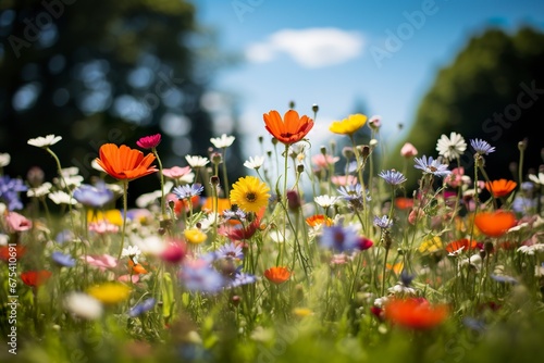 A tapestry of wildflowers bursts into bloom, heralding the essence of summer in the meadow. This natural spectacle paints a portrait of raw beauty. © NS