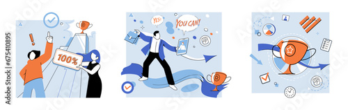 Startup business vector illustration. Analysis market trends and customer behavior helps startups refine their business strategies Strategic planning is essential for startups to invest