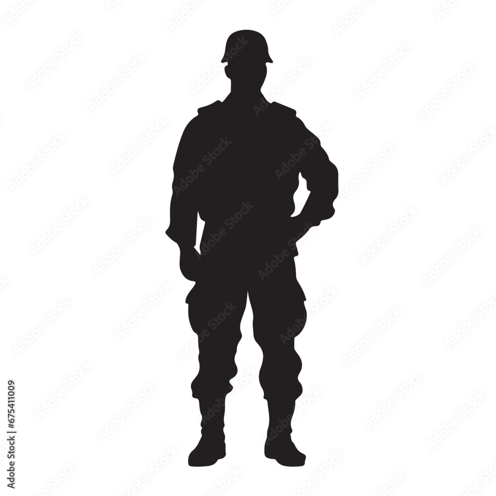 black silhouette of Soldier in uniform
