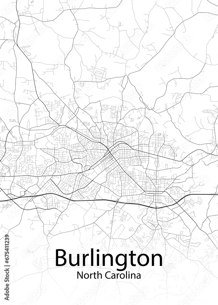 Burlington North Carolina minimalist map