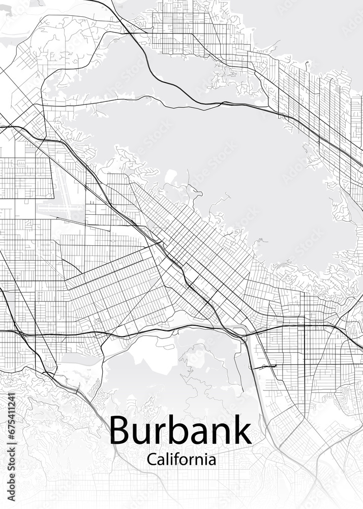 Burbank California minimalist map