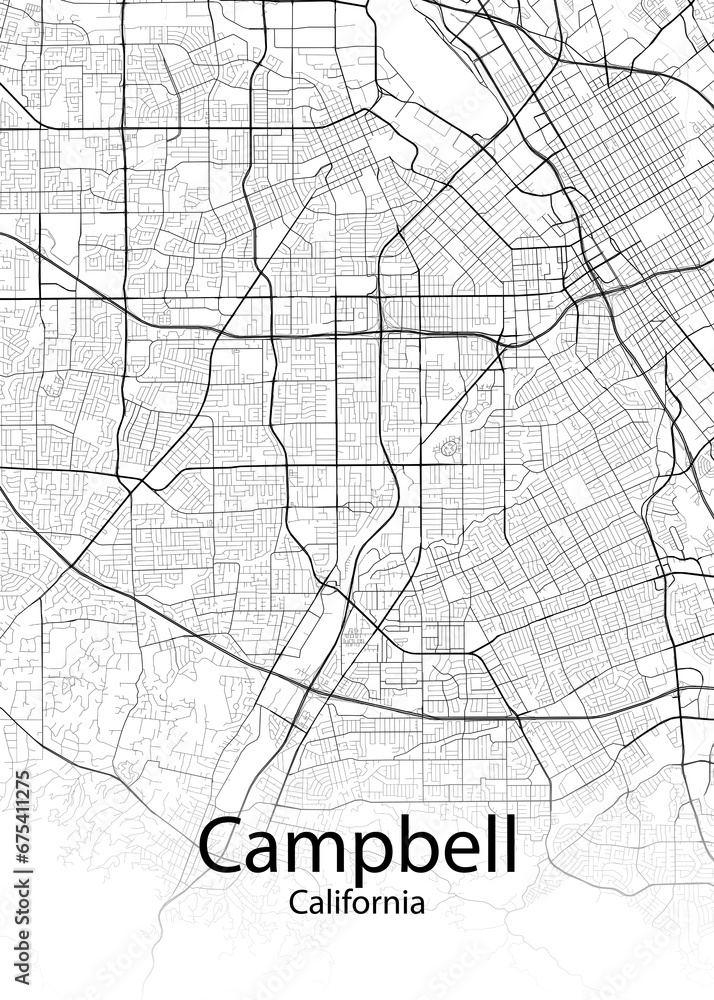 Campbell California minimalist map