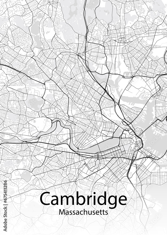 Cambridge Massachusetts minimalist map