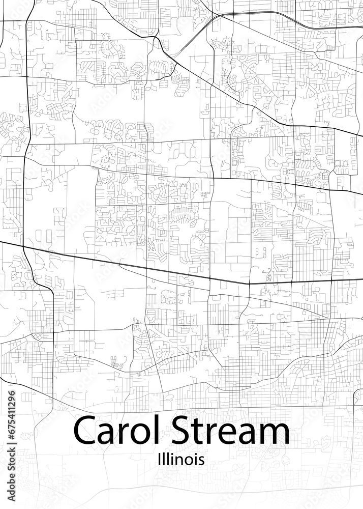 Carol Stream Illinois minimalist map