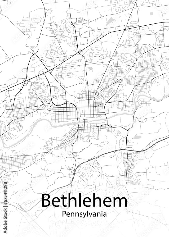Bethlehem Pennsylvania minimalist map