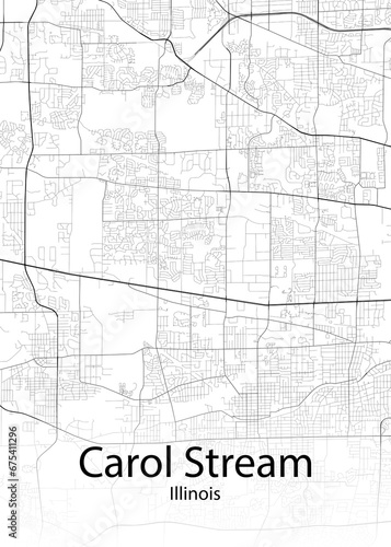 Carol Stream Illinois minimalist map