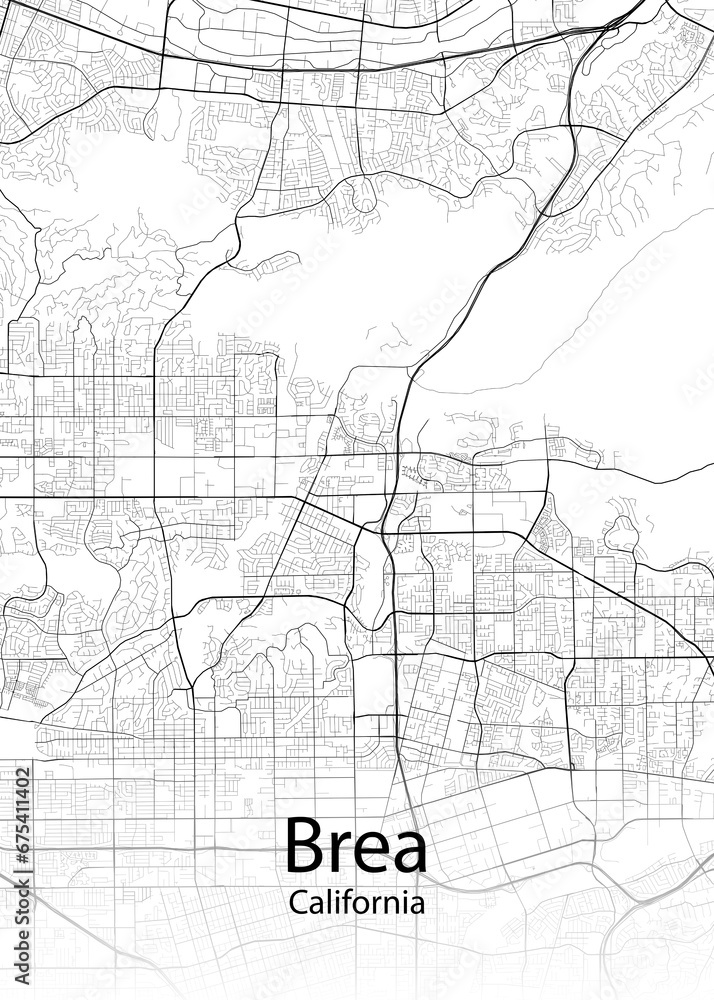 Brea California minimalist map