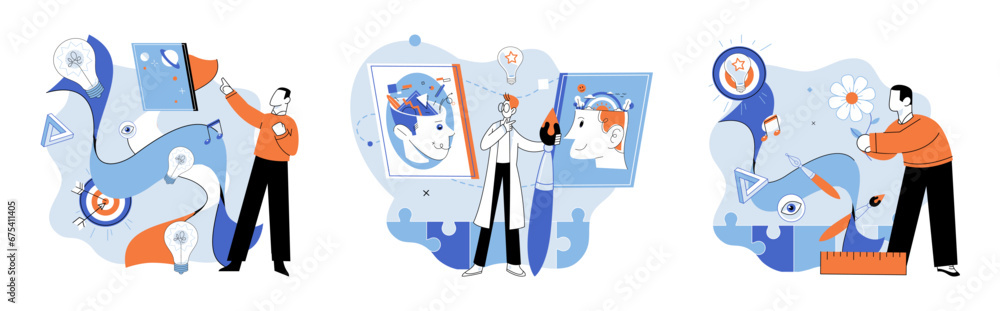 Creative idea vector illustration. Imagination and inspiration fuel creative thinking leads to innovative solutions in business The creative idea metaphor represents transformation abstract ideas into Creative idea vector illustration. Imagination and inspiration fuel creative thinking leads to innovative solutions in business The creative idea metaphor represents transformation abstract ideas into
