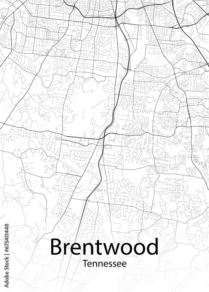 Brentwood Tennessee minimalist map
