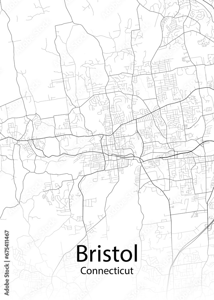 Fototapeta mapa świata dla dzieci Bristol Connecticut minimalist map