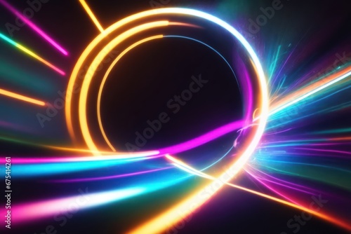 colorful glowing 3d render motion circular line. ai generative