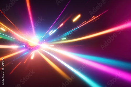 colorful glowing 3d render motion line of speed. ai generative